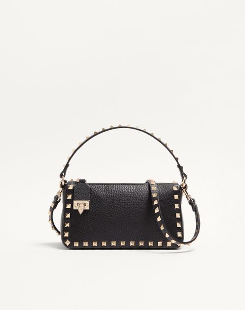 Valentino Garavani - Small Rockstud Grainy Calfskin Crossbody Bag - Black - Woman - Shoulder Bags